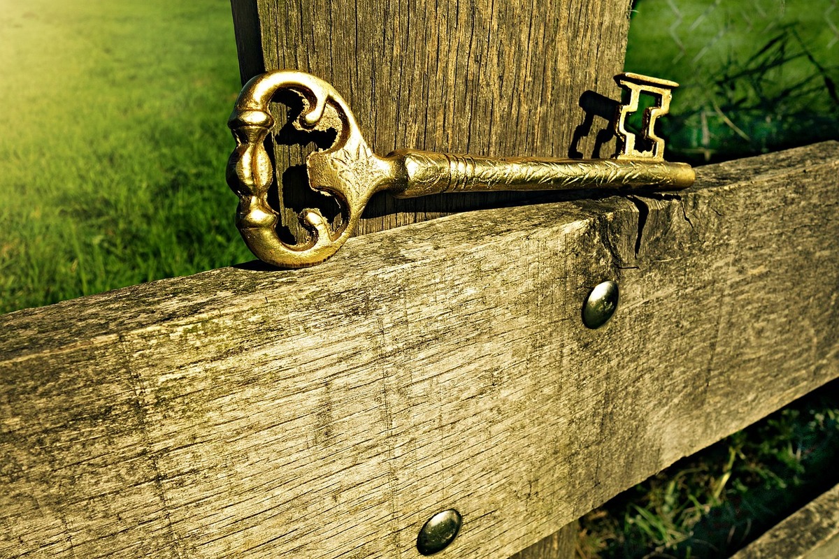 Antique key on Wood